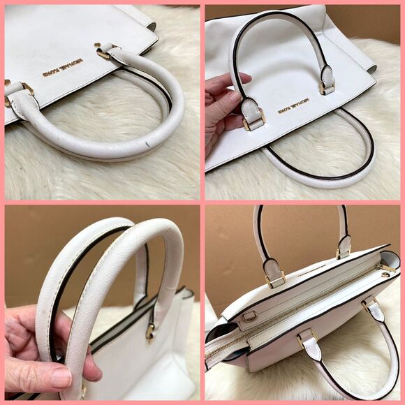 MICHAEL KORS Large Optic White Saffiano Leather SELMA Satchel - Picture 10 of 16